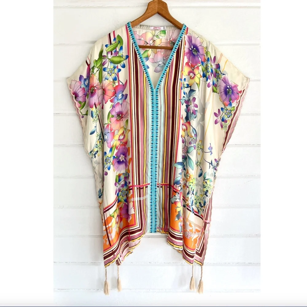 JOHNNY WAS Stellar Silk Poncho - M - Picture 2 of 11
